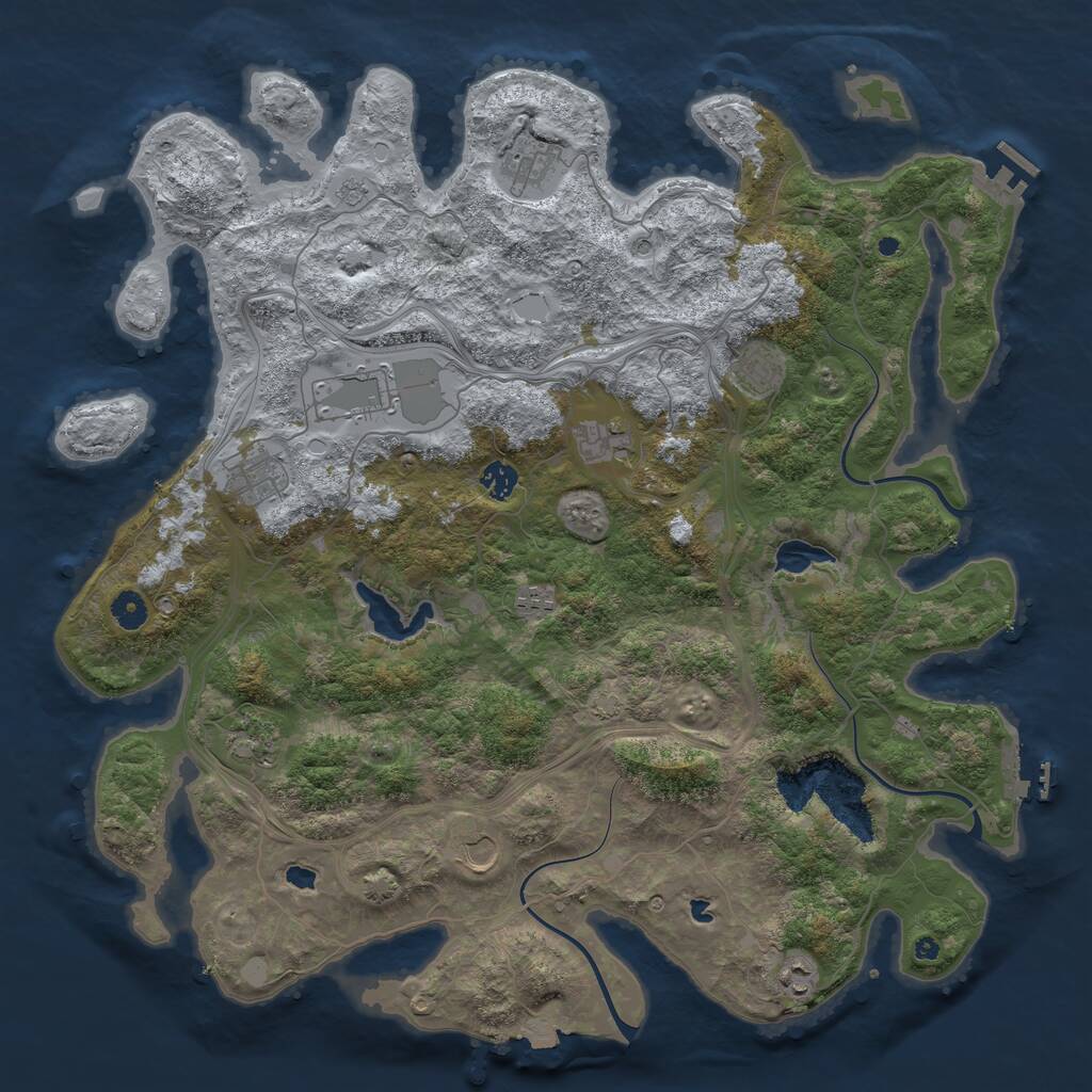 Rust Map: Procedural Map, Size: 4500, Seed: 174116916, 16 Monuments