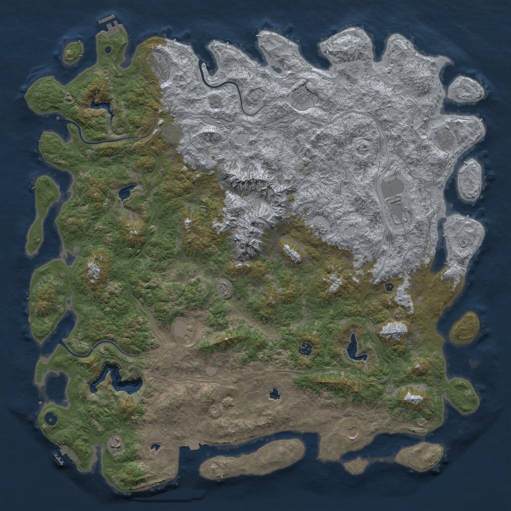 Rust Map: Procedural Map, Size: 6000, Seed: 32276, 17 Monuments