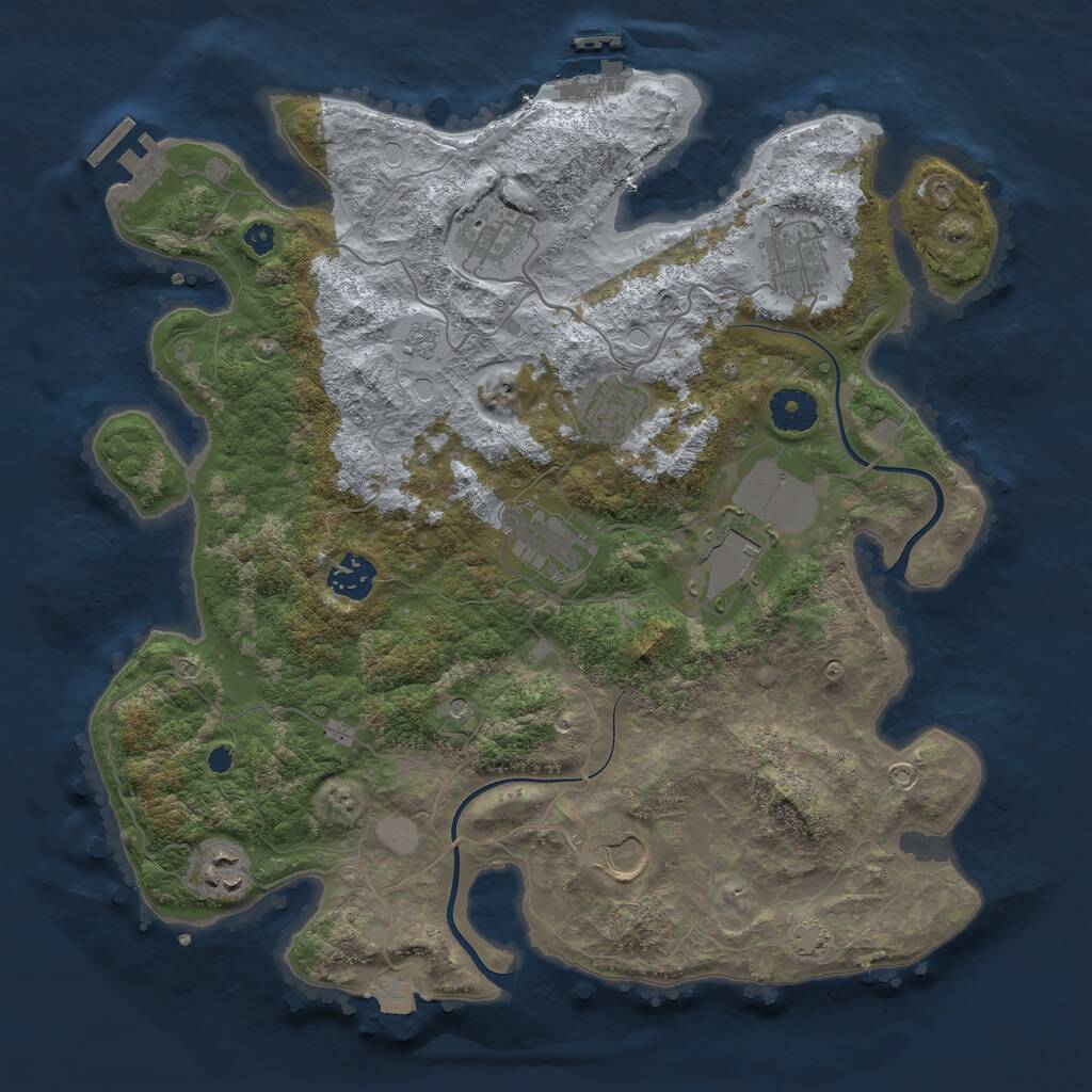 Rust Map: Procedural Map, Size: 3600, Seed: 75695, 14 Monuments