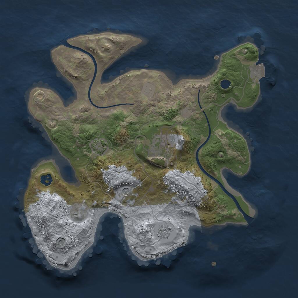 Rust Map: Procedural Map, Size: 2500, Seed: 29413, 5 Monuments