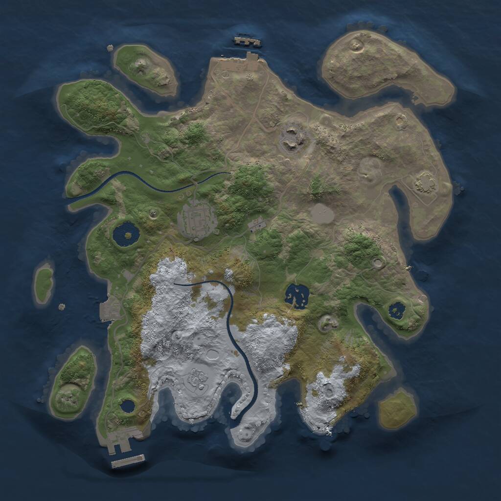Rust Map: Procedural Map, Size: 3000, Seed: 468554, 8 Monuments