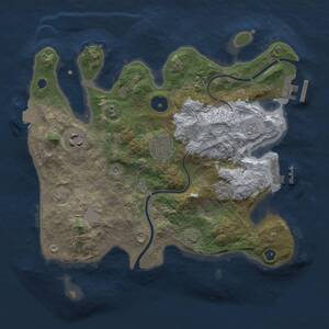 Thumbnail Rust Map: Procedural Map, Size: 3000, Seed: 3769, 9 Monuments