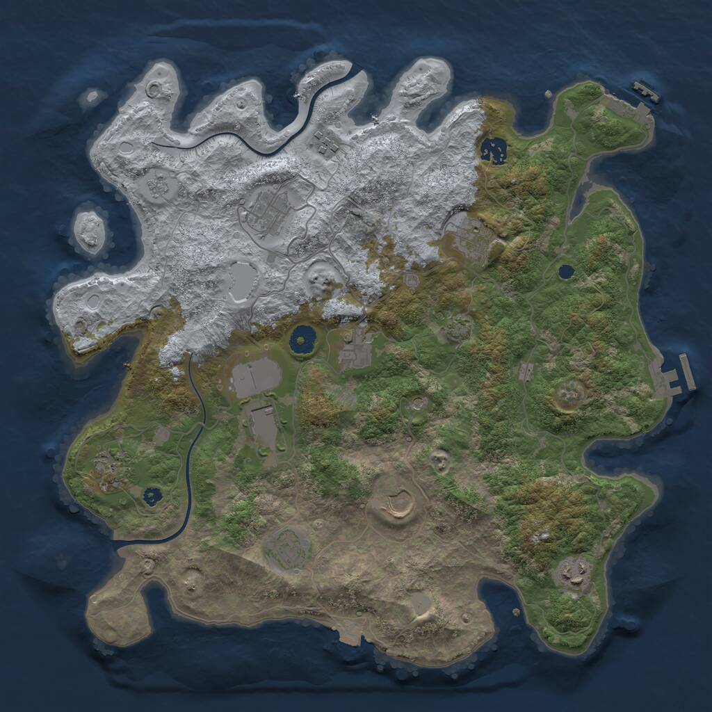 Rust Map: Procedural Map, Size: 3850, Seed: 754145973, 16 Monuments