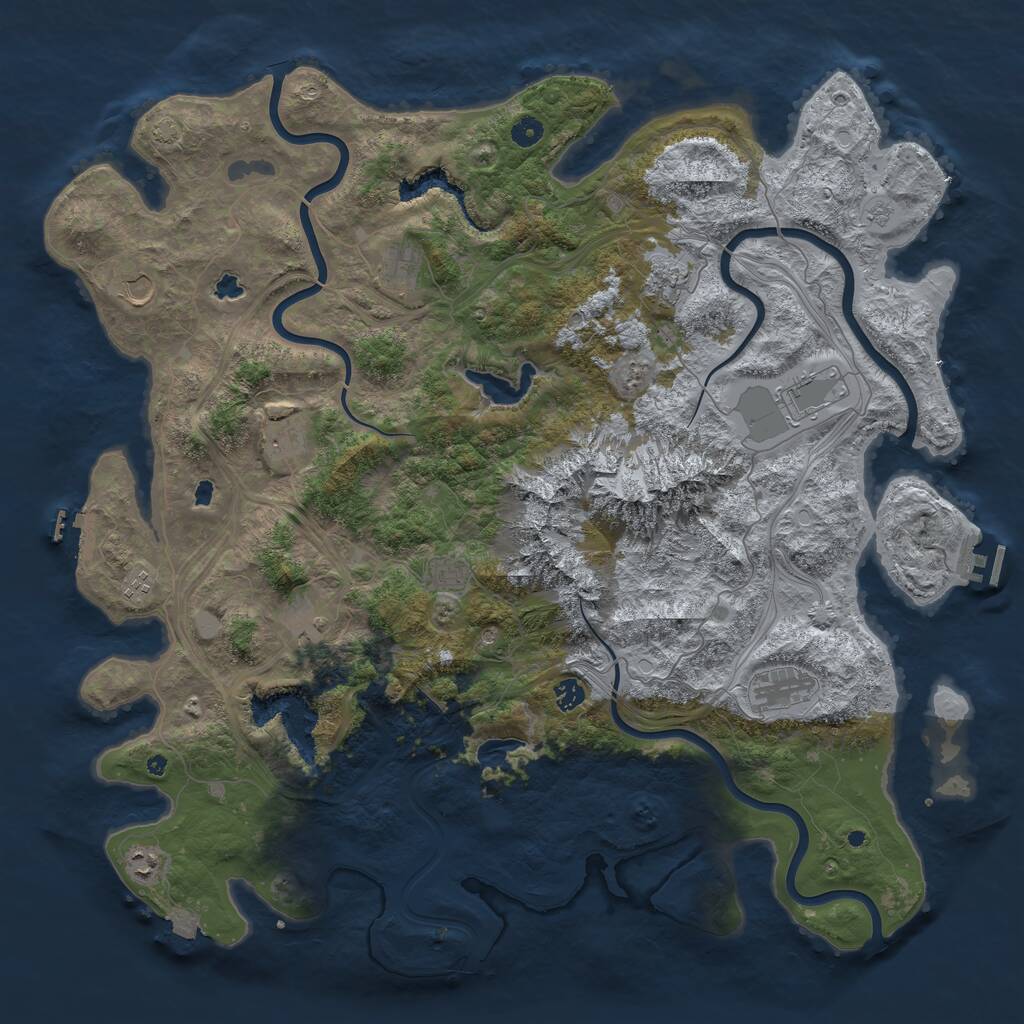 Rust Map: Procedural Map, Size: 5000, Seed: 1579216174, 17 Monuments