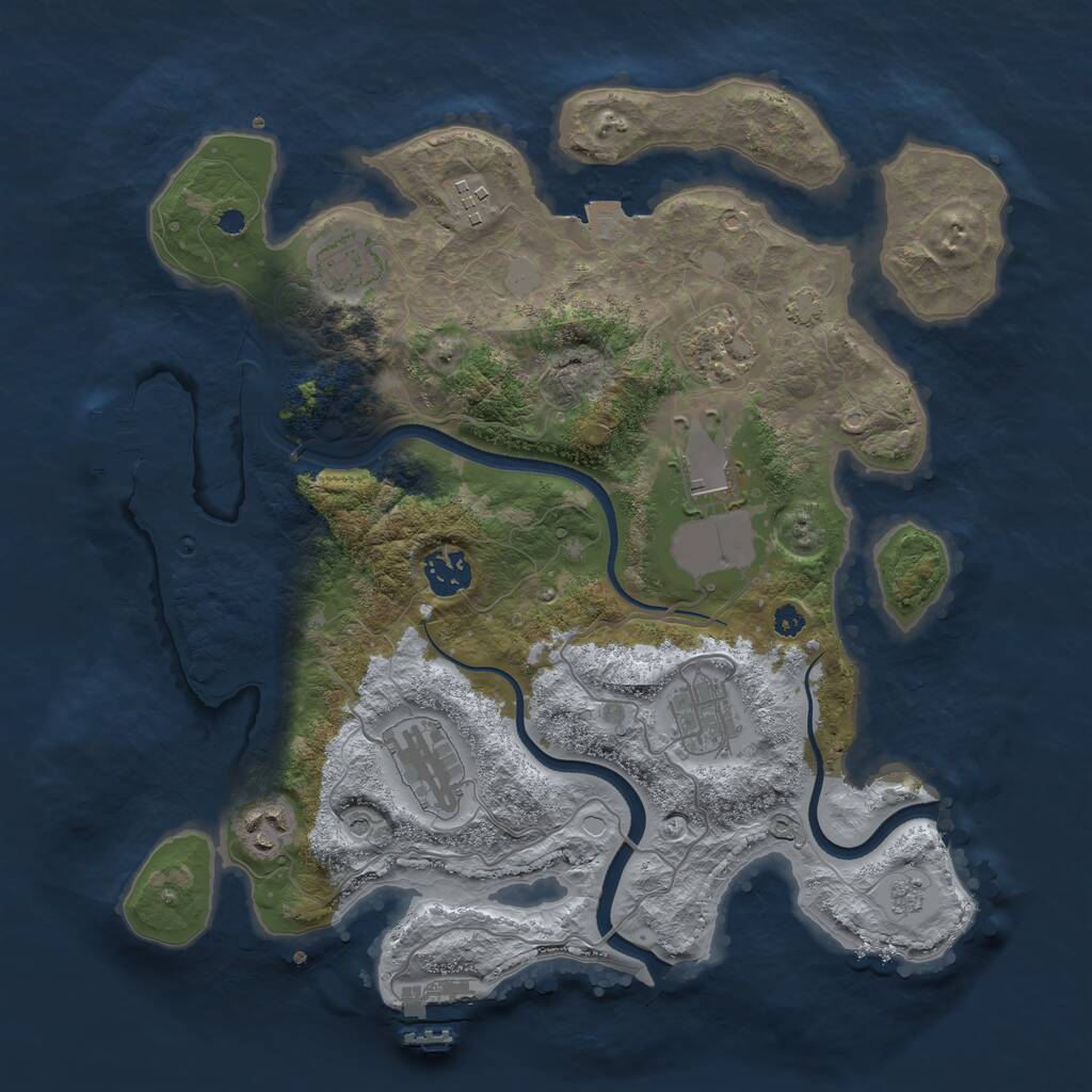 Rust Map: Procedural Map, Size: 3500, Seed: 25772451, 14 Monuments