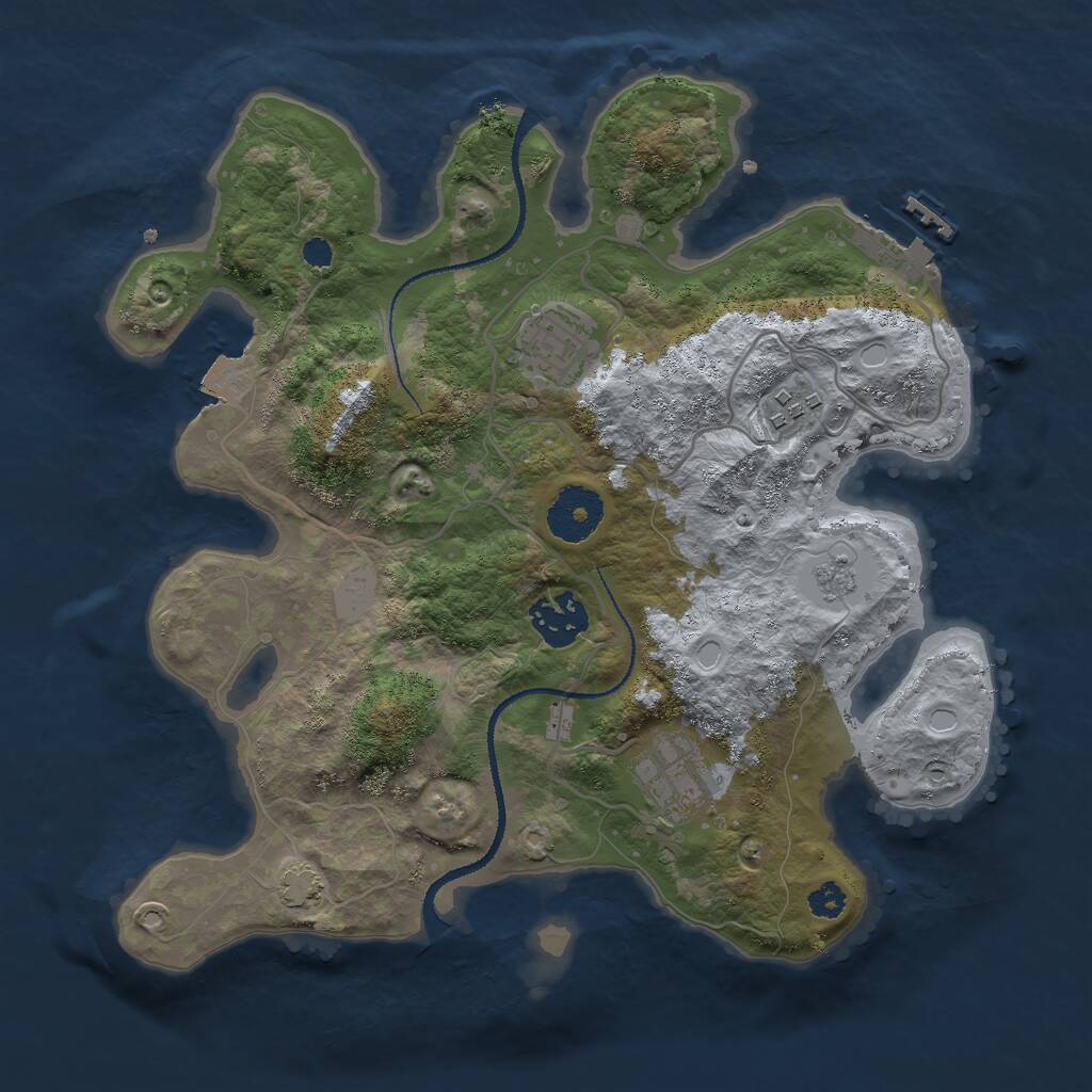 Rust Map: Procedural Map, Size: 3000, Seed: 26963, 8 Monuments