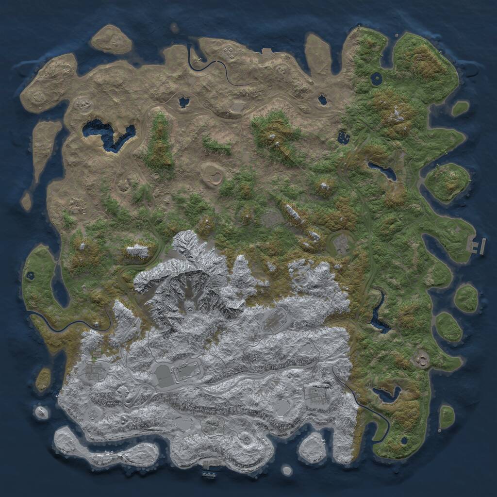 Rust Map: Procedural Map, Size: 6000, Seed: 81069, 17 Monuments