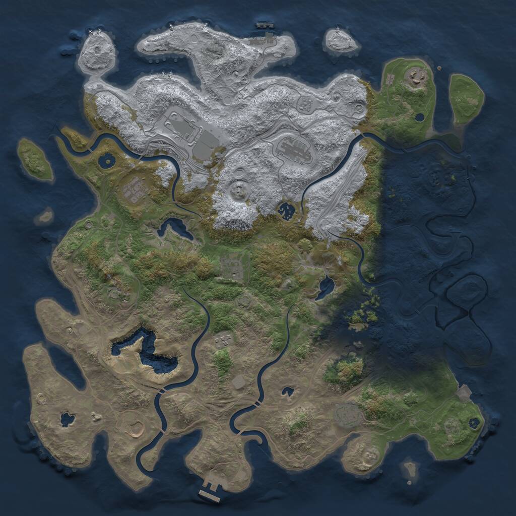 Rust Map: Procedural Map, Size: 4750, Seed: 1344749841, 17 Monuments