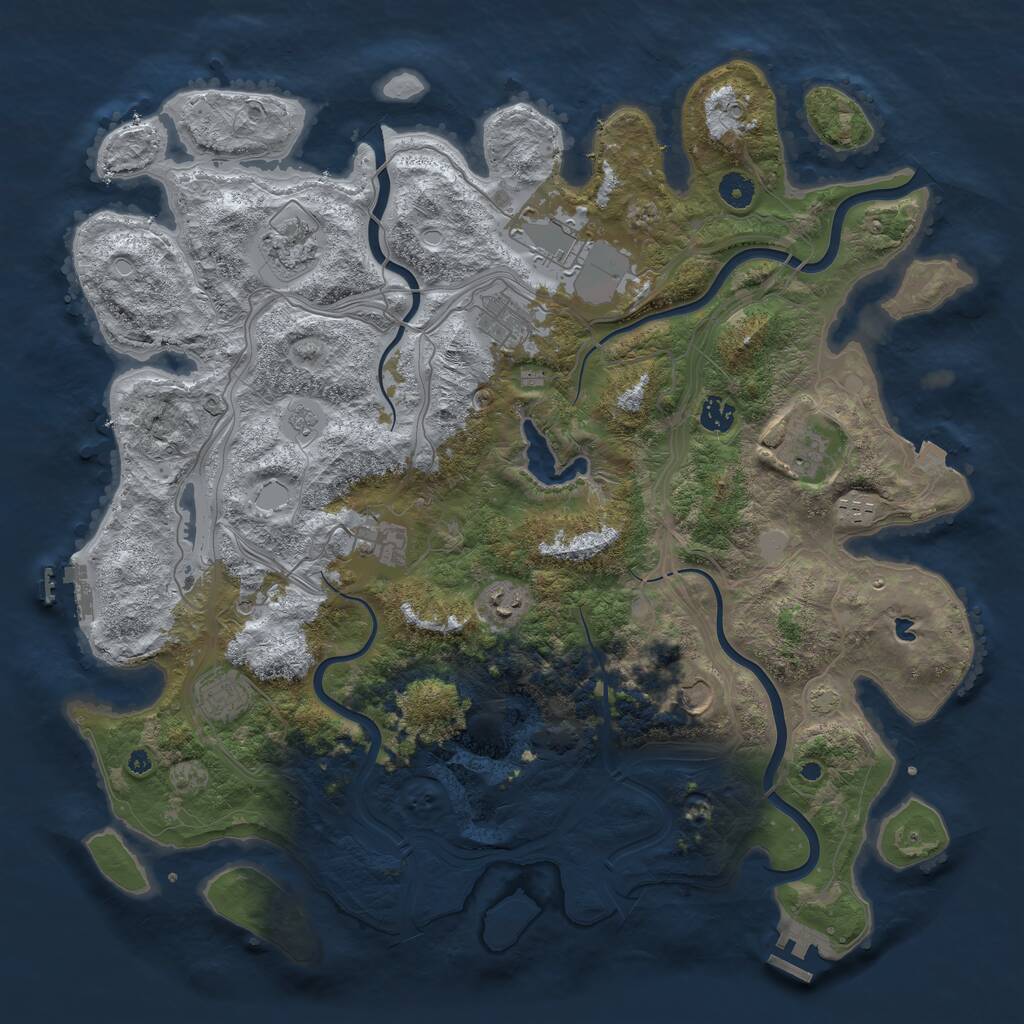 Rust Map: Procedural Map, Size: 4400, Seed: 2564, 16 Monuments