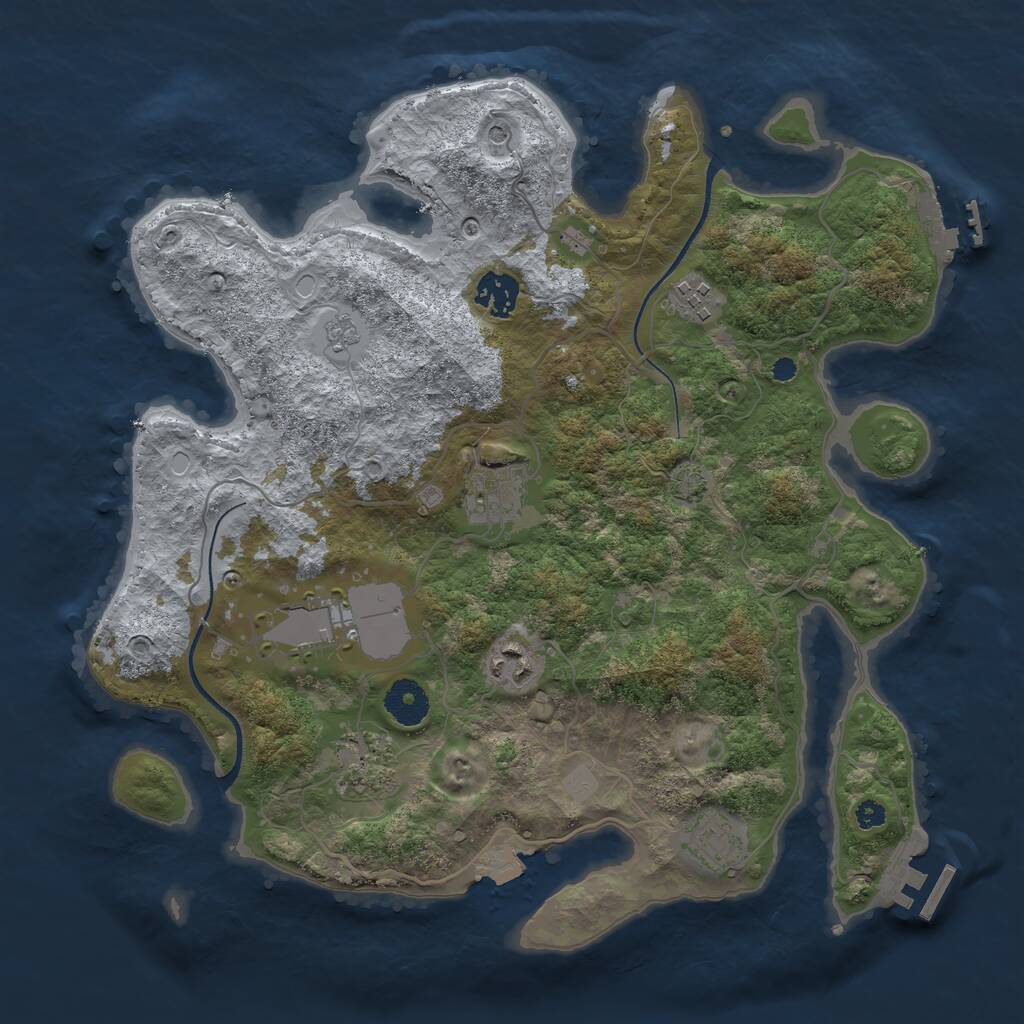 Rust Map: Procedural Map, Size: 3500, Seed: 104858989, 13 Monuments