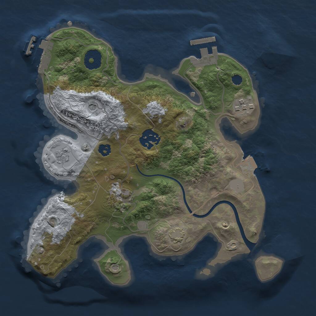 Rust Map: Procedural Map, Size: 2500, Seed: 986939557, 9 Monuments