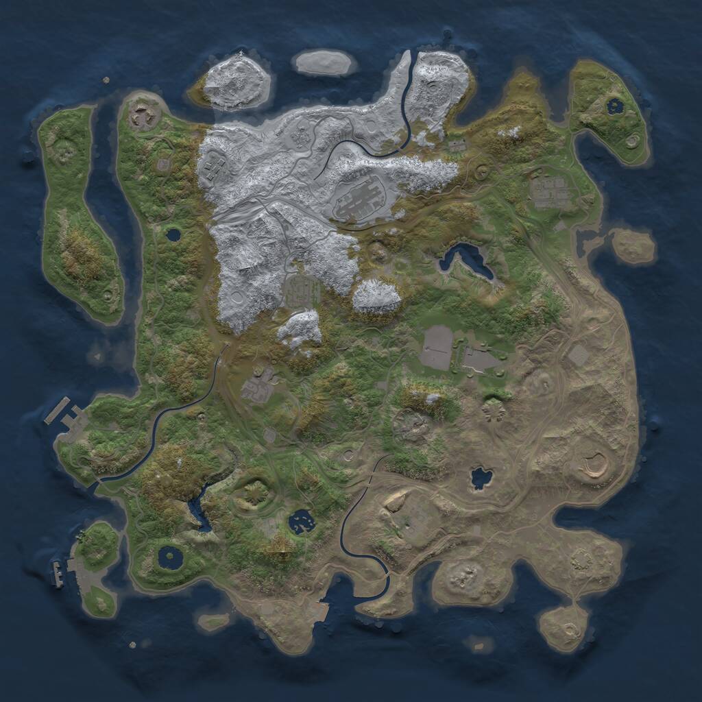 Rust Map: Procedural Map, Size: 4250, Seed: 689825163, 16 Monuments