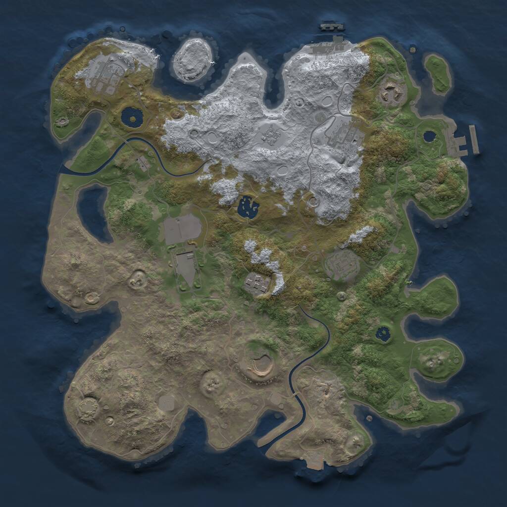 Rust Map: Procedural Map, Size: 3500, Seed: 389835981, 14 Monuments