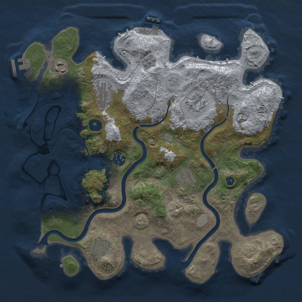 Rust Map: Procedural Map, Size: 3500, Seed: 1612998644, 13 Monuments