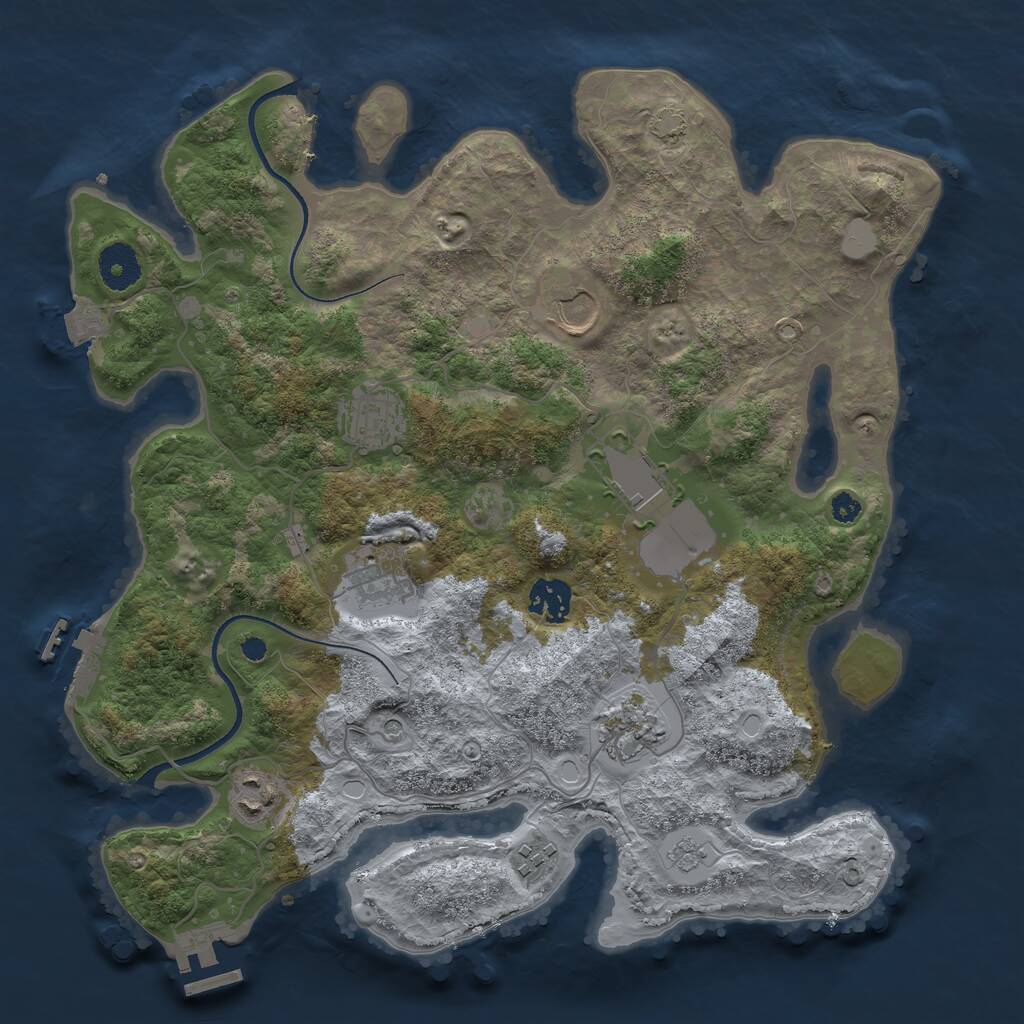 Rust Map: Procedural Map, Size: 3500, Seed: 1224089030, 14 Monuments