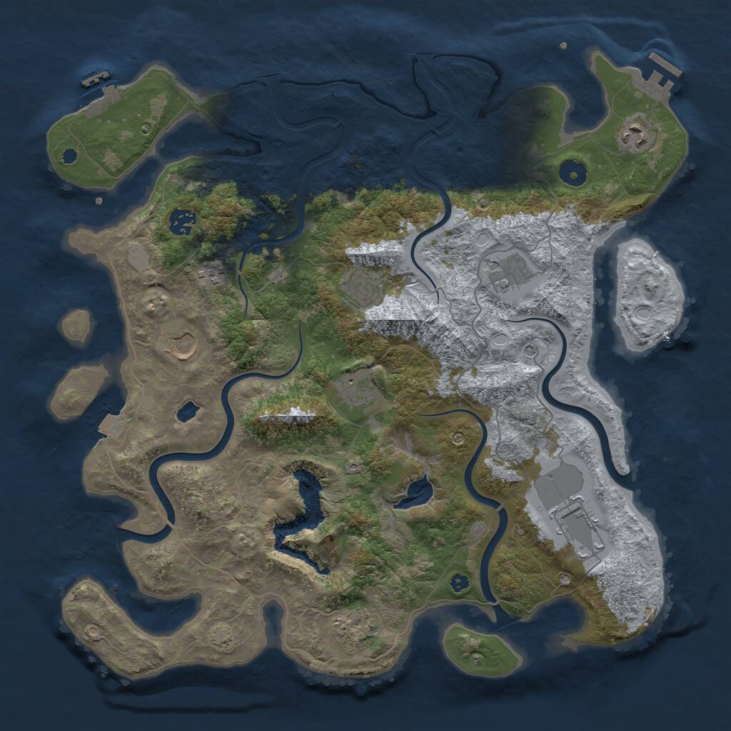 Rust Map: Procedural Map, Size: 4050, Seed: 1212991432, 14 Monuments