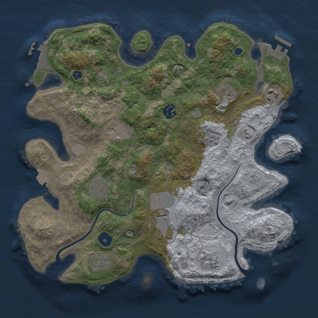 Rust Map: Procedural Map, Size: 3500, Seed: 1464519047, 15 Monuments