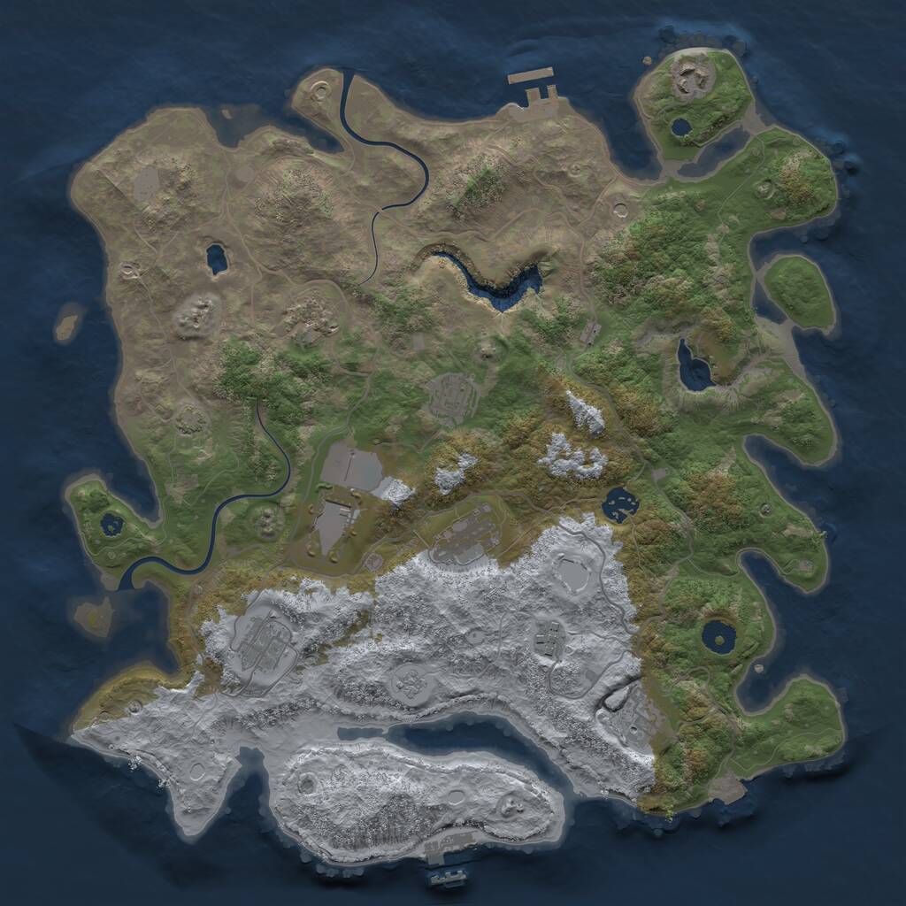 Rust Map: Procedural Map, Size: 4000, Seed: 1235509502, 15 Monuments