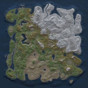 Thumbnail Rust Map: Procedural Map, Size: 4500, Seed: 54684, 16 Monuments