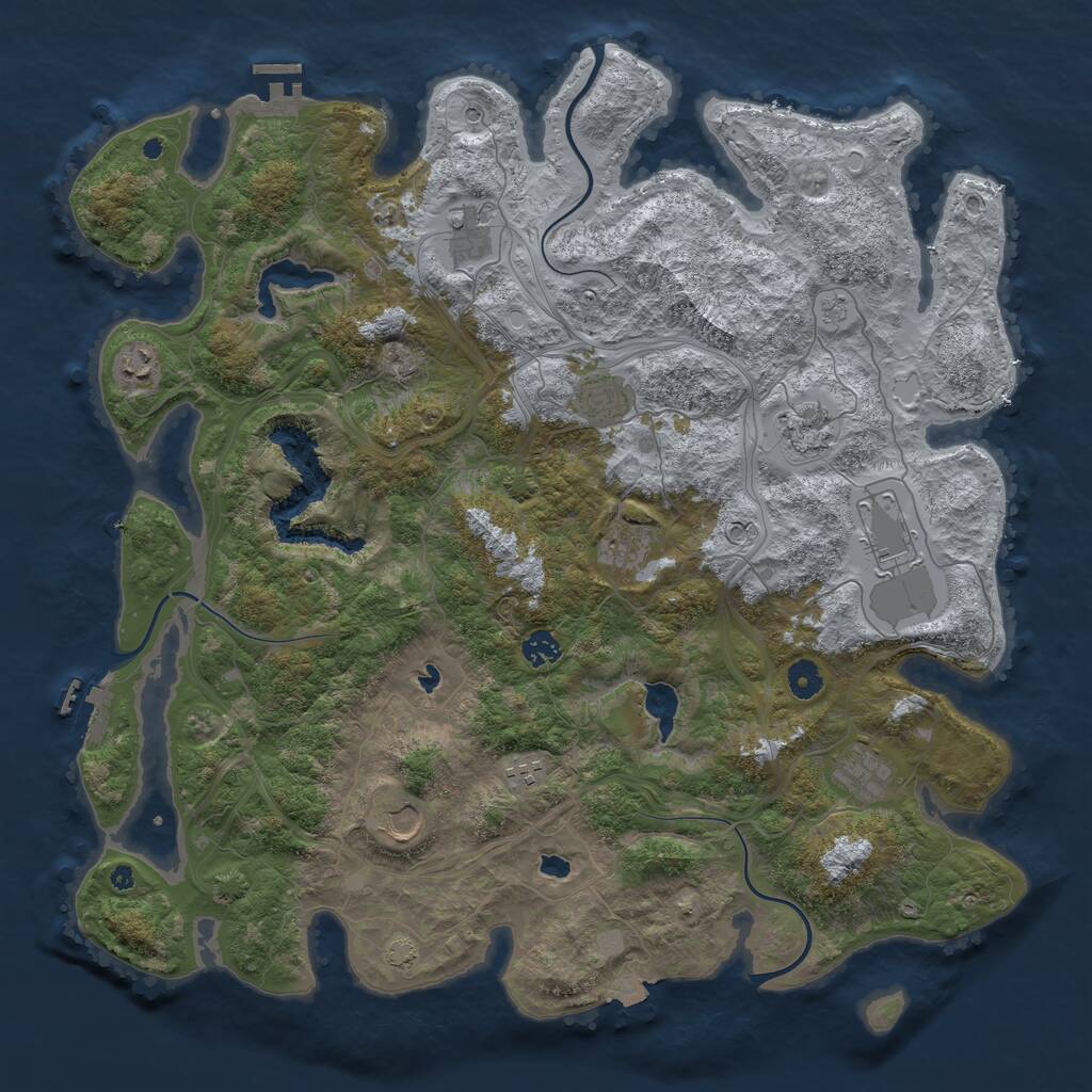 Rust Map: Procedural Map, Size: 4500, Seed: 54684, 16 Monuments