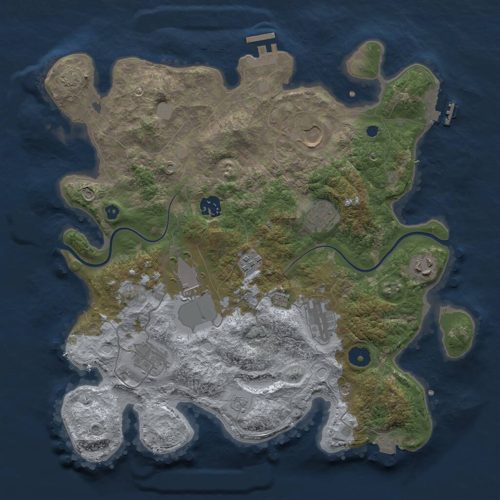 Rust Map: Procedural Map, Size: 3500, Seed: 20250403, 14 Monuments