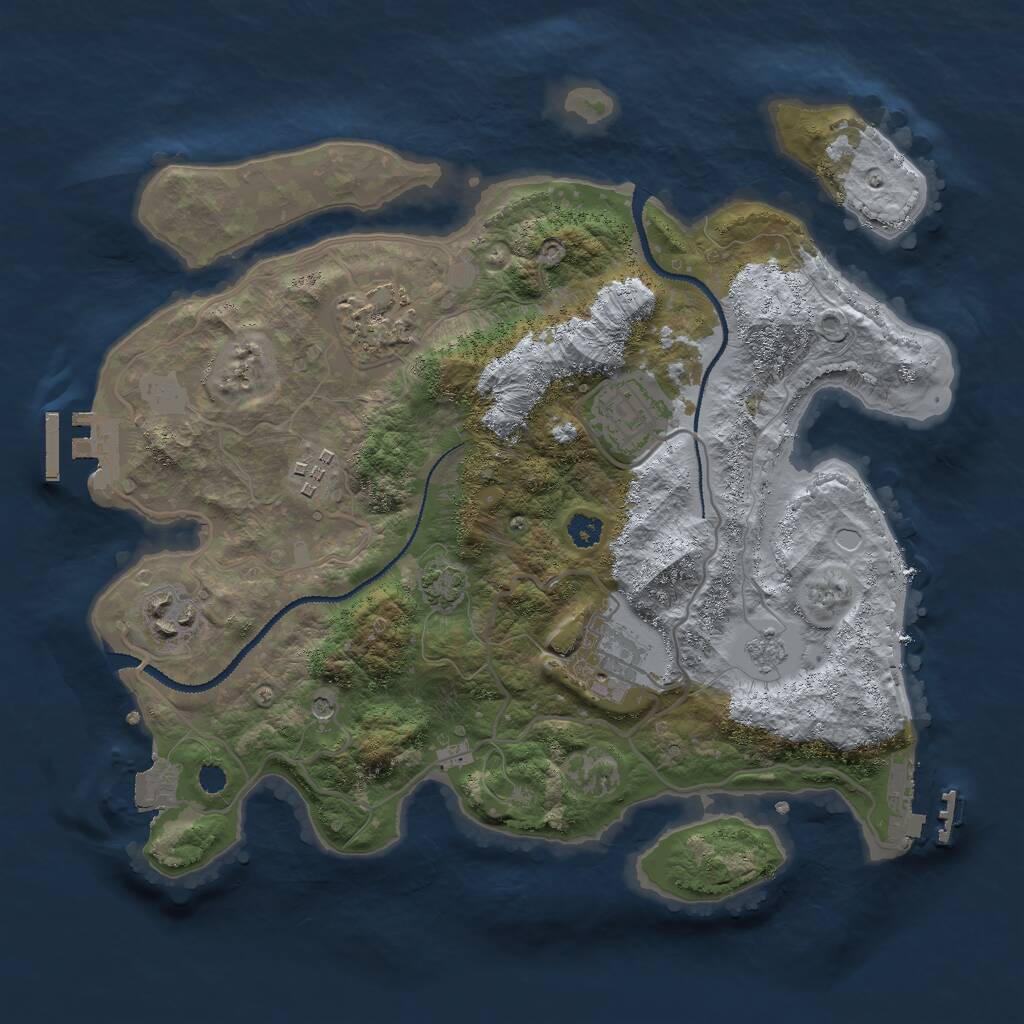 Rust Map: Procedural Map, Size: 3000, Seed: 1919474167, 11 Monuments