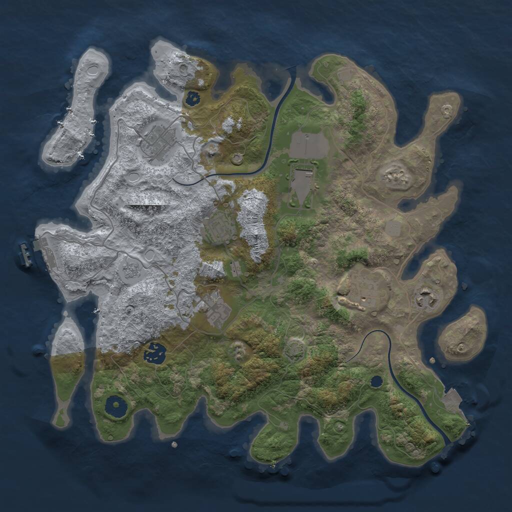 Rust Map: Procedural Map, Size: 3500, Seed: 257498577, 11 Monuments