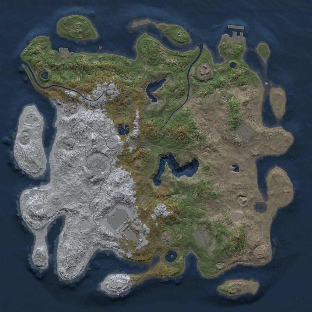 Rust Map: Procedural Map, Size: 4000, Seed: 1985167984, 12 Monuments