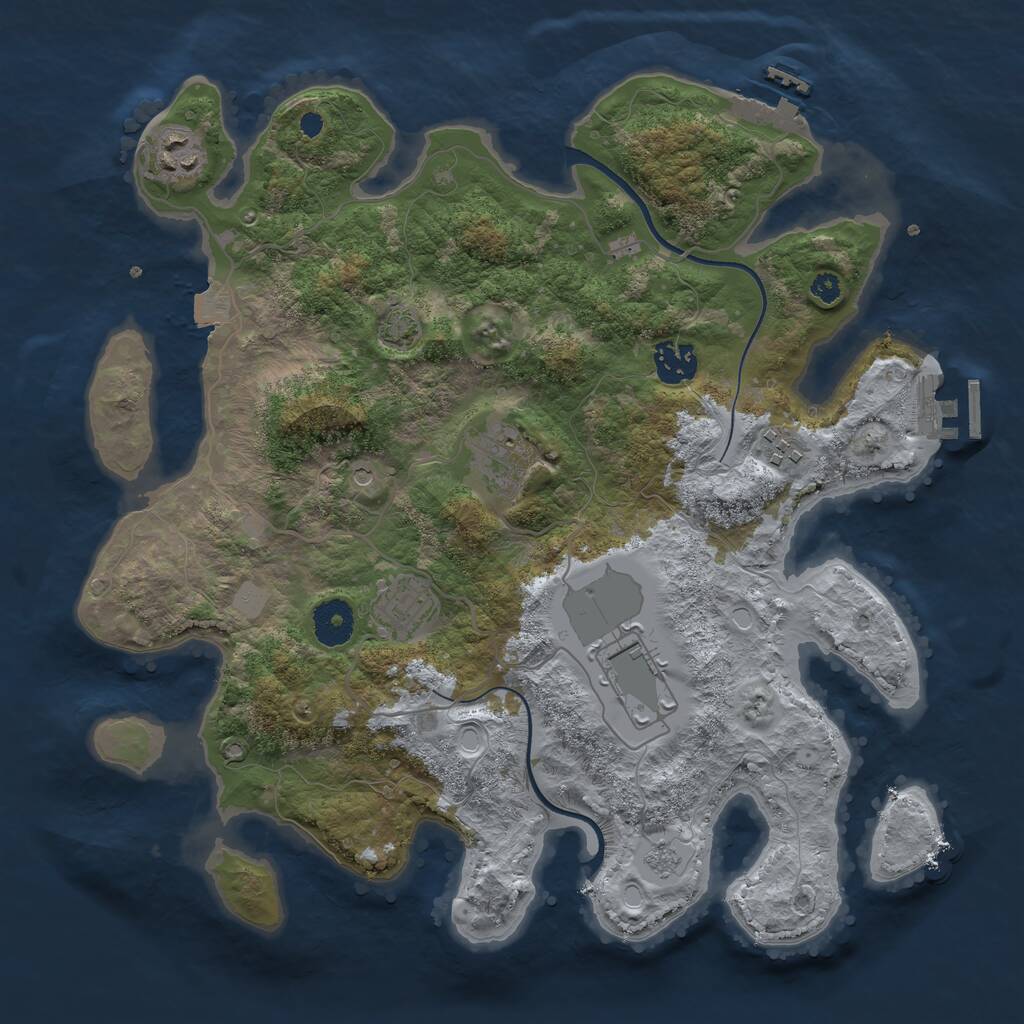 Rust Map: Procedural Map, Size: 3500, Seed: 223777537, 12 Monuments