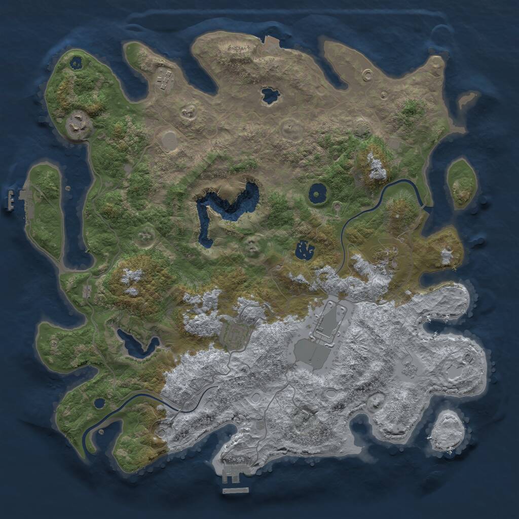 Rust Map: Procedural Map, Size: 4000, Seed: 7331, 12 Monuments