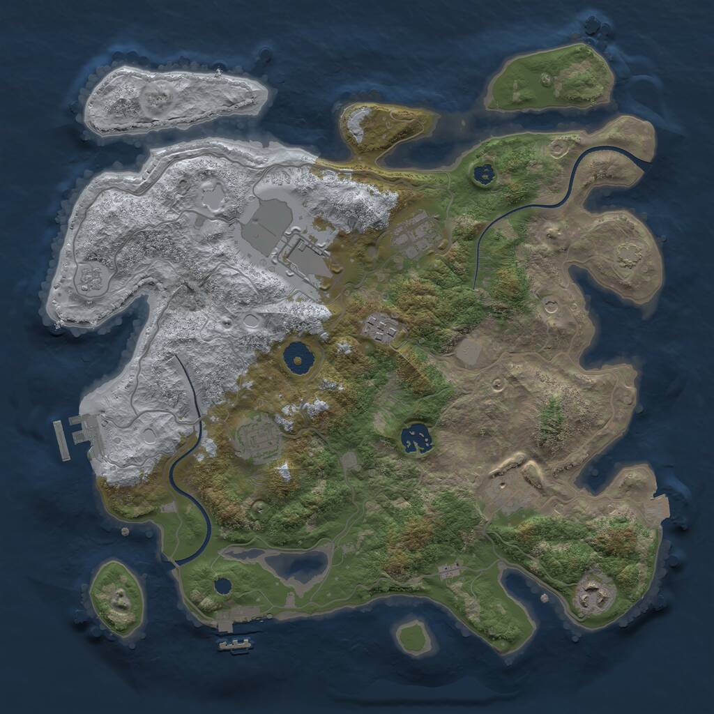 Rust Map: Procedural Map, Size: 3500, Seed: 1145368266, 13 Monuments