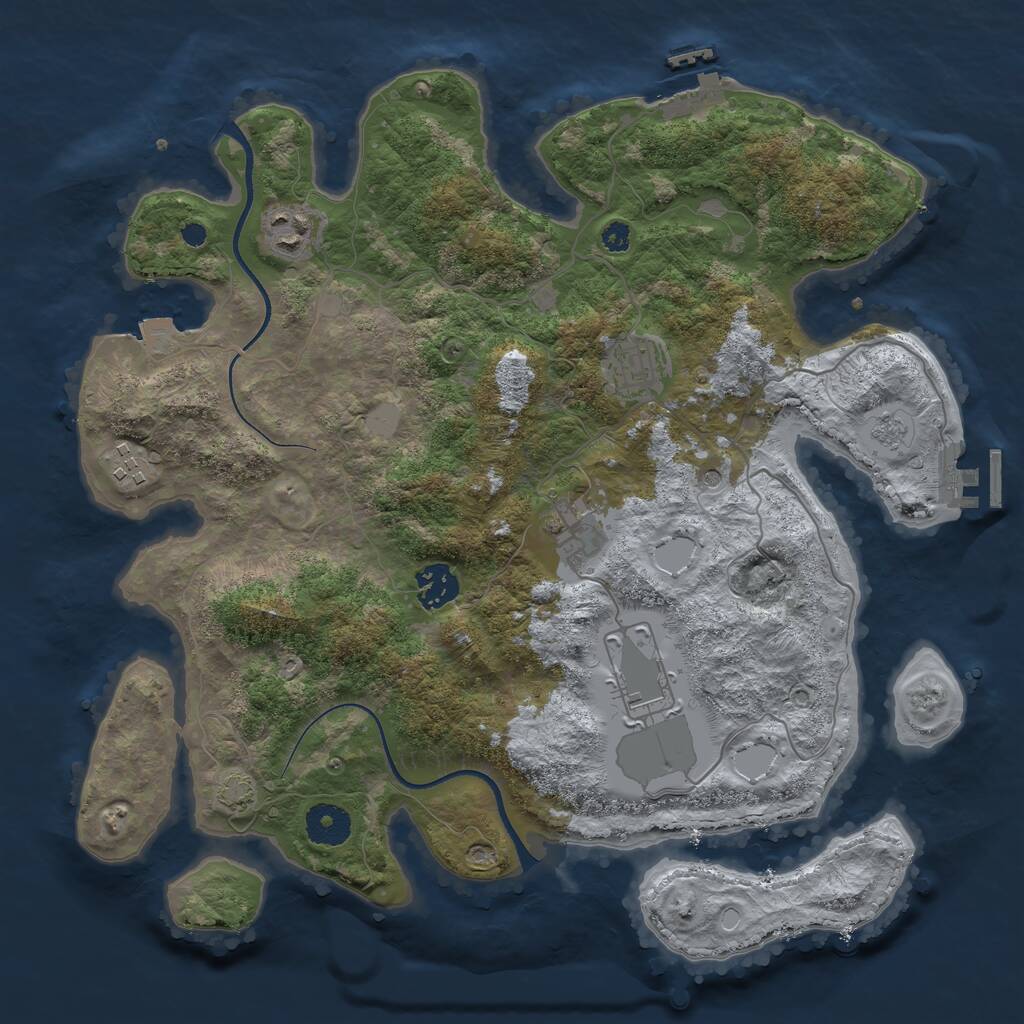Rust Map: Procedural Map, Size: 3500, Seed: 915340568, 12 Monuments