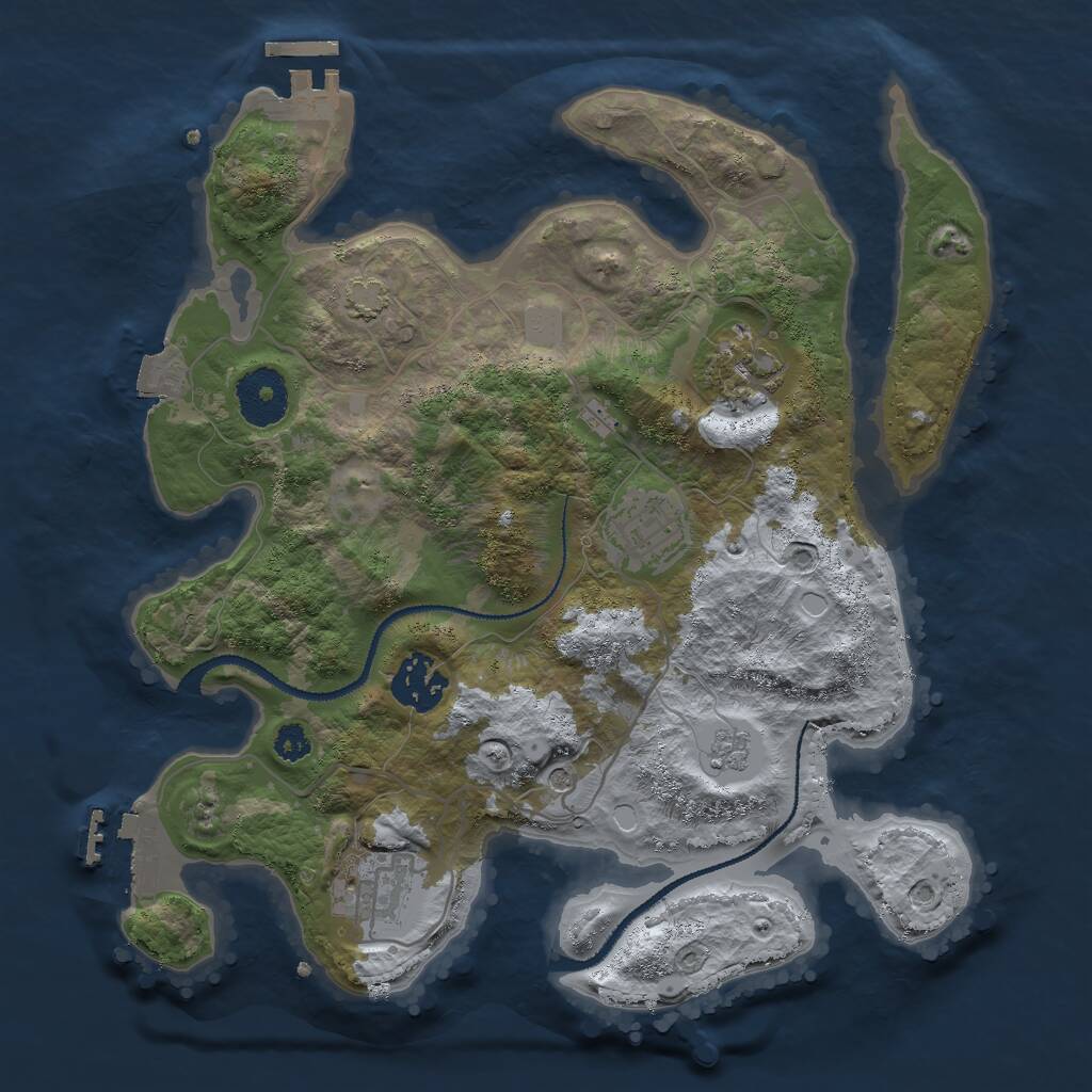 Rust Map: Procedural Map, Size: 3000, Seed: 13223, 10 Monuments