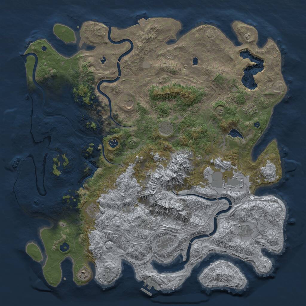 Rust Map: Procedural Map, Size: 5000, Seed: 1919852550, 16 Monuments