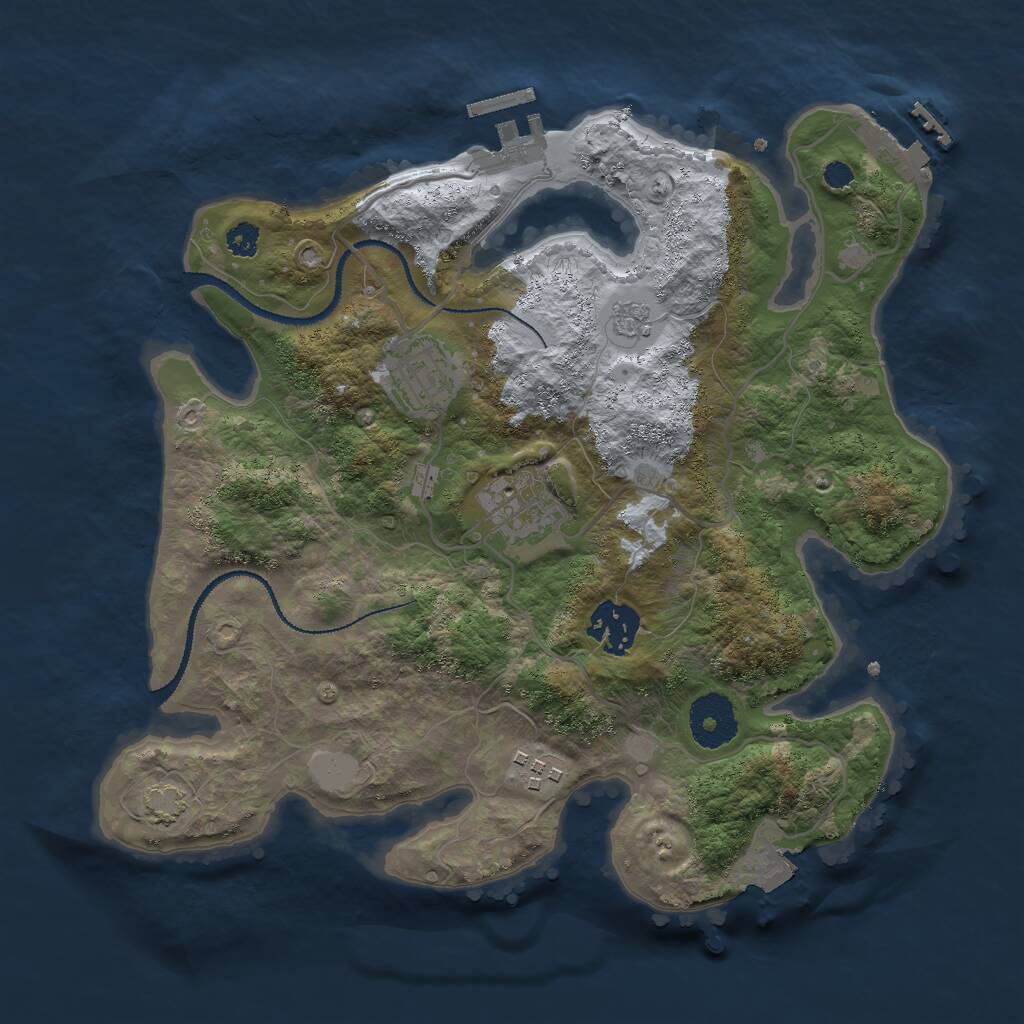 Rust Map: Procedural Map, Size: 3000, Seed: 405883, 9 Monuments