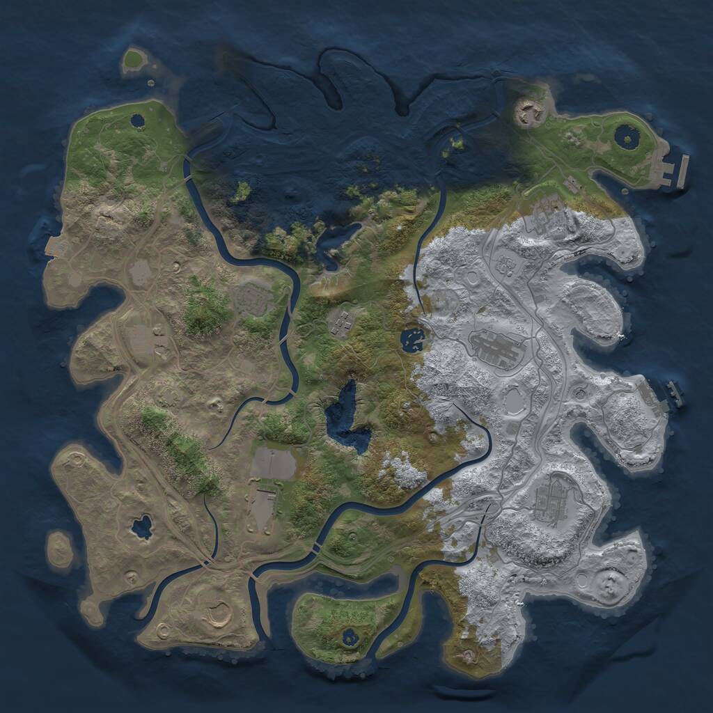 Rust Map: Procedural Map, Size: 4250, Seed: 1140586733, 16 Monuments
