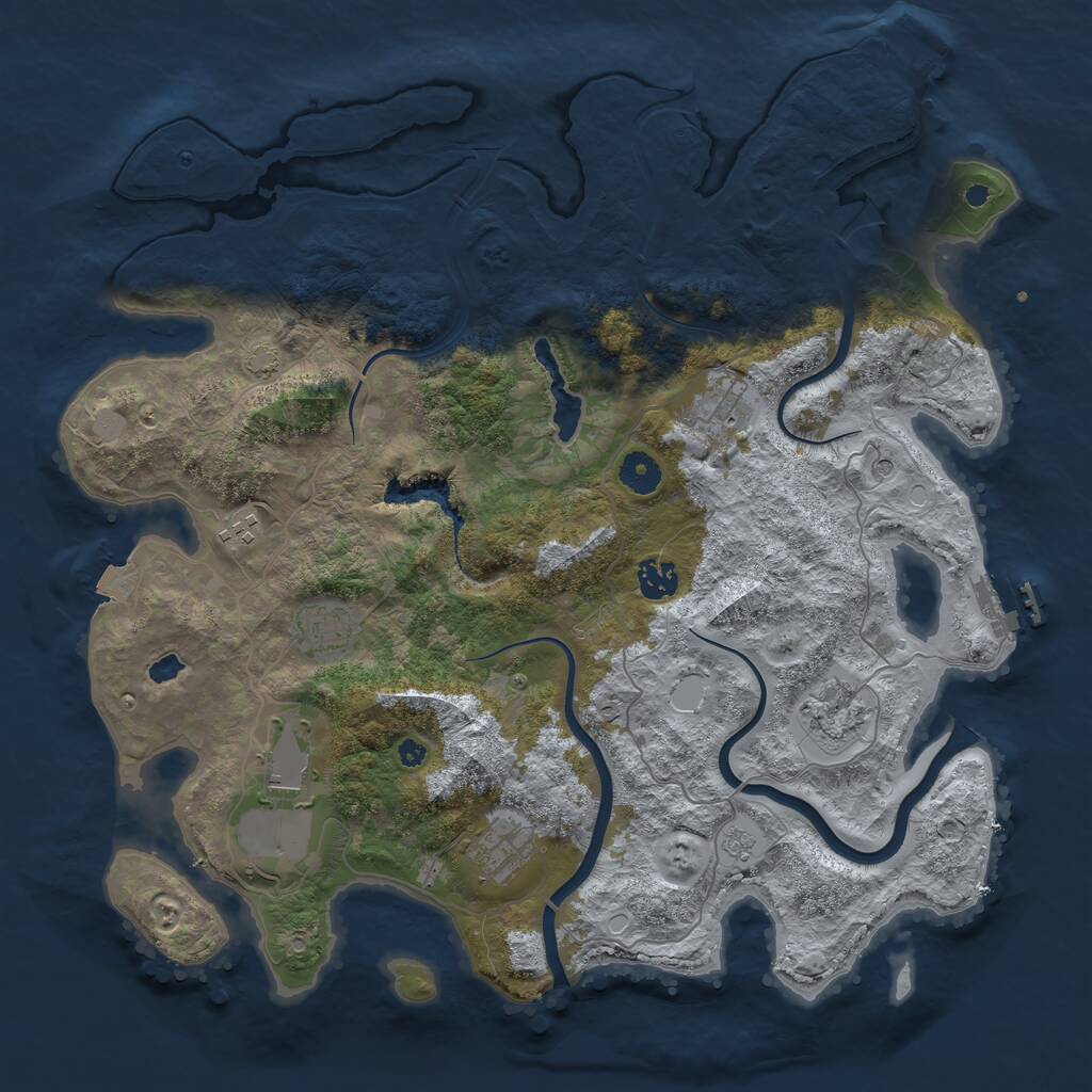 Rust Map: Procedural Map, Size: 4000, Seed: 50912, 13 Monuments