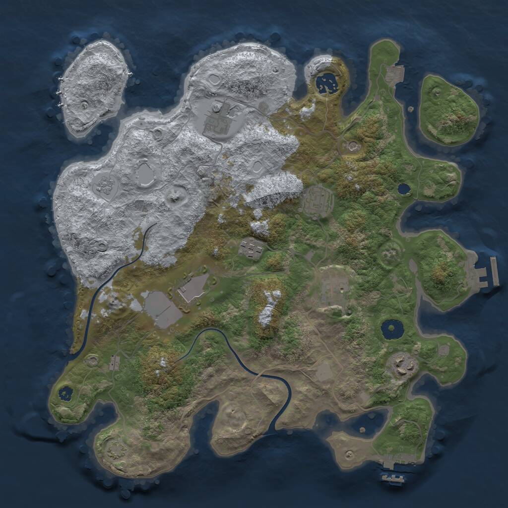 Rust Map: Procedural Map, Size: 3500, Seed: 874706481, 13 Monuments
