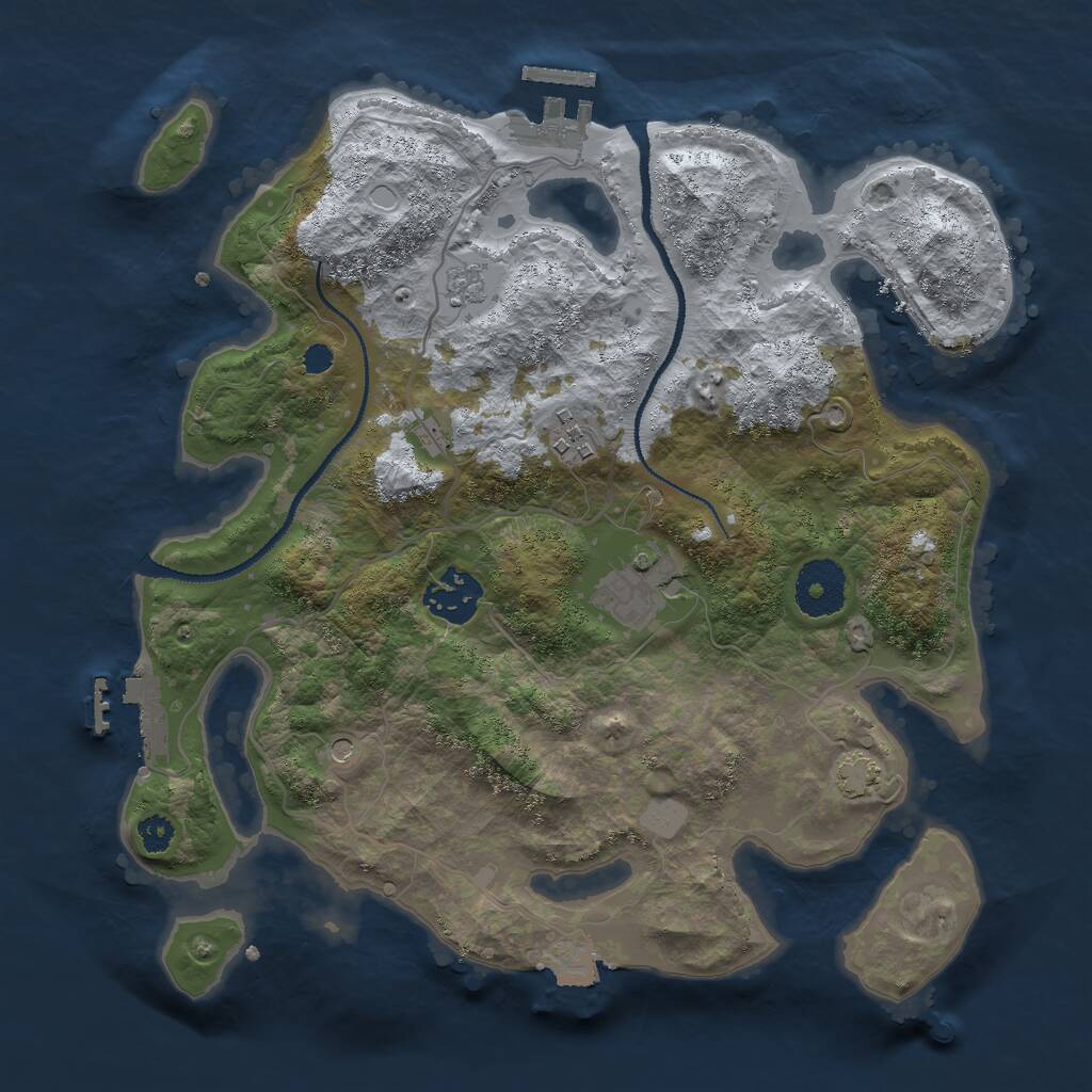 Rust Map: Procedural Map, Size: 3000, Seed: 1084198201, 9 Monuments