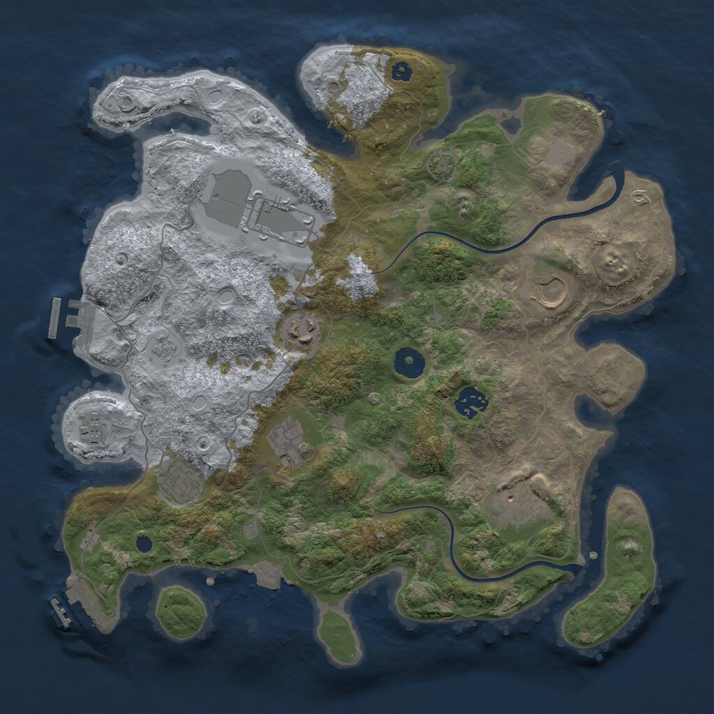 Rust Map: Procedural Map, Size: 3500, Seed: 127582947, 13 Monuments