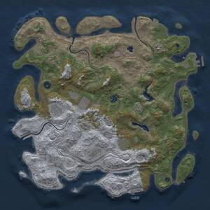 Thumbnail Rust Map: Procedural Map, Size: 4300, Seed: 1058696859, 14 Monuments