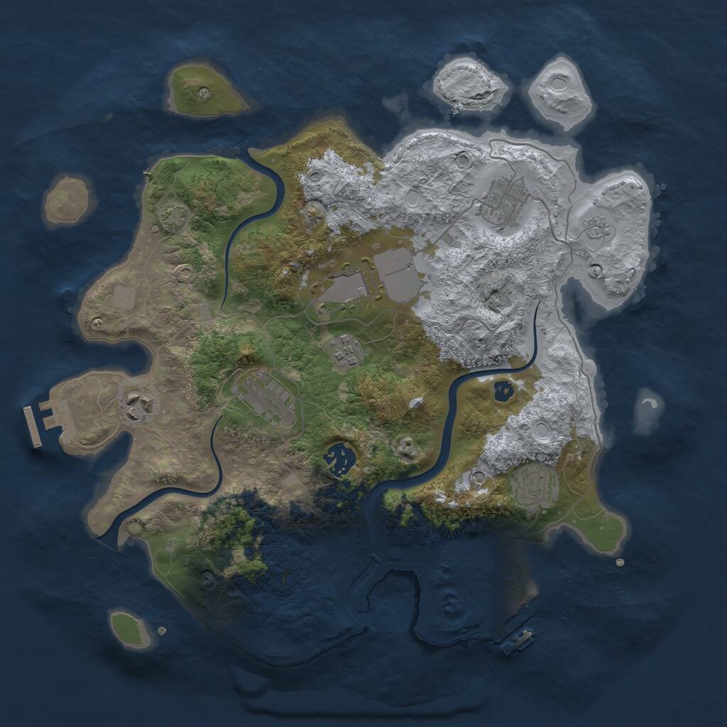 Rust Map: Procedural Map, Size: 3500, Seed: 3453774, 13 Monuments