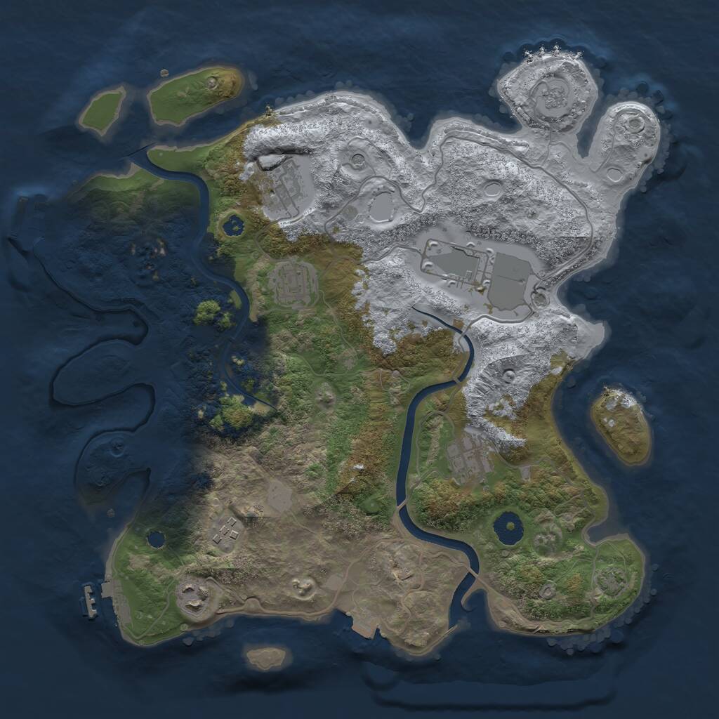 Rust Map: Procedural Map, Size: 3500, Seed: 415699803, 12 Monuments