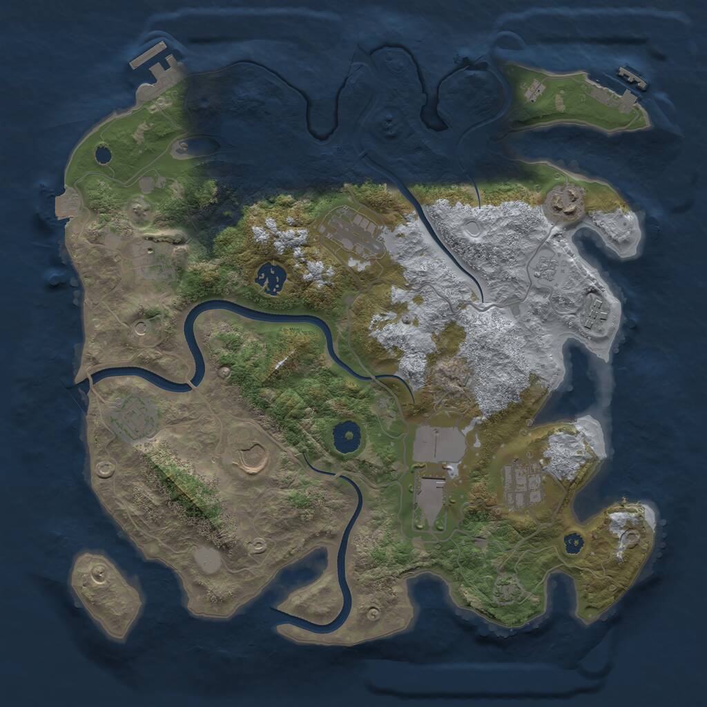 Rust Map: Procedural Map, Size: 3500, Seed: 36870, 15 Monuments