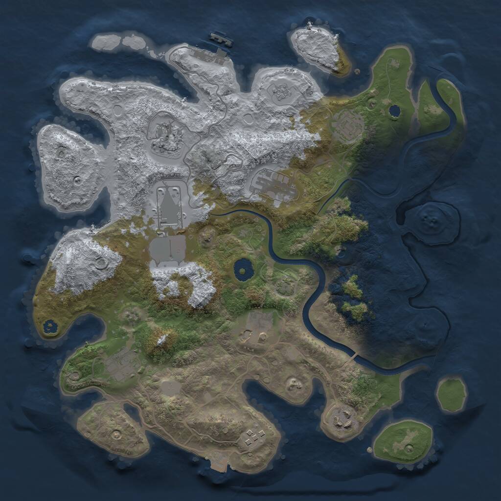 Rust Map: Procedural Map, Size: 3500, Seed: 1752521421, 13 Monuments