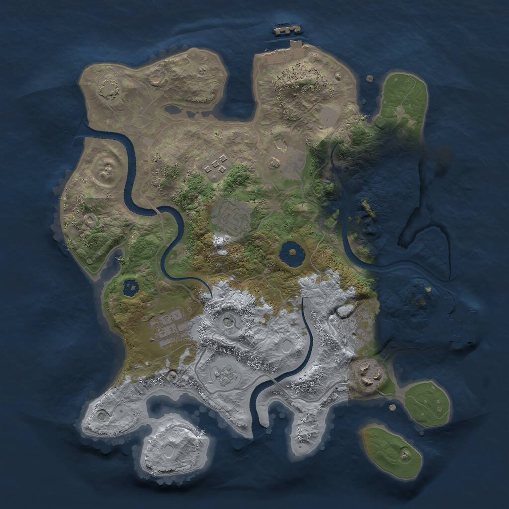 Rust Map: Procedural Map, Size: 3000, Seed: 368991854, 12 Monuments