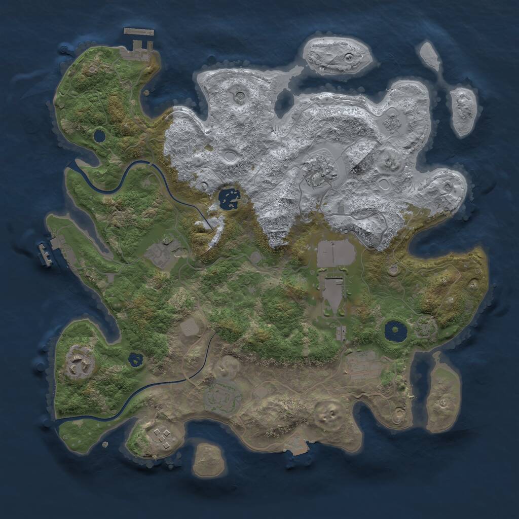 Rust Map: Procedural Map, Size: 3500, Seed: 388797820, 14 Monuments