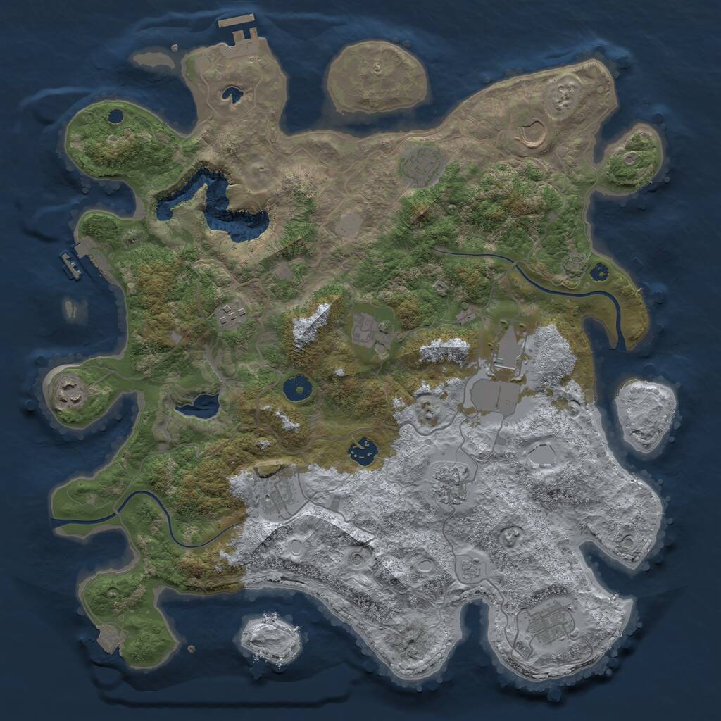 Rust Map: Procedural Map, Size: 4000, Seed: 1684892, 16 Monuments