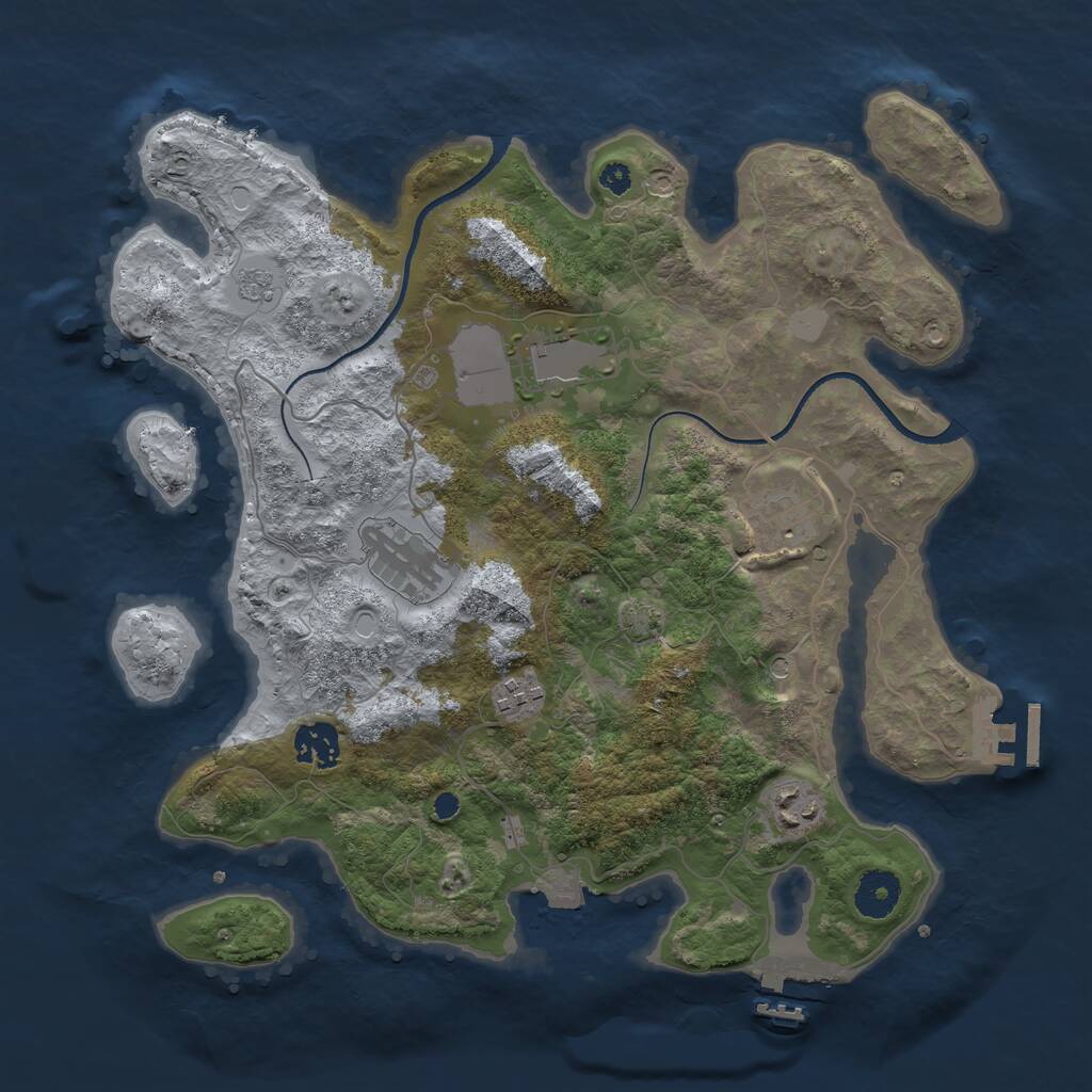 Rust Map: Procedural Map, Size: 3500, Seed: 148098934, 12 Monuments