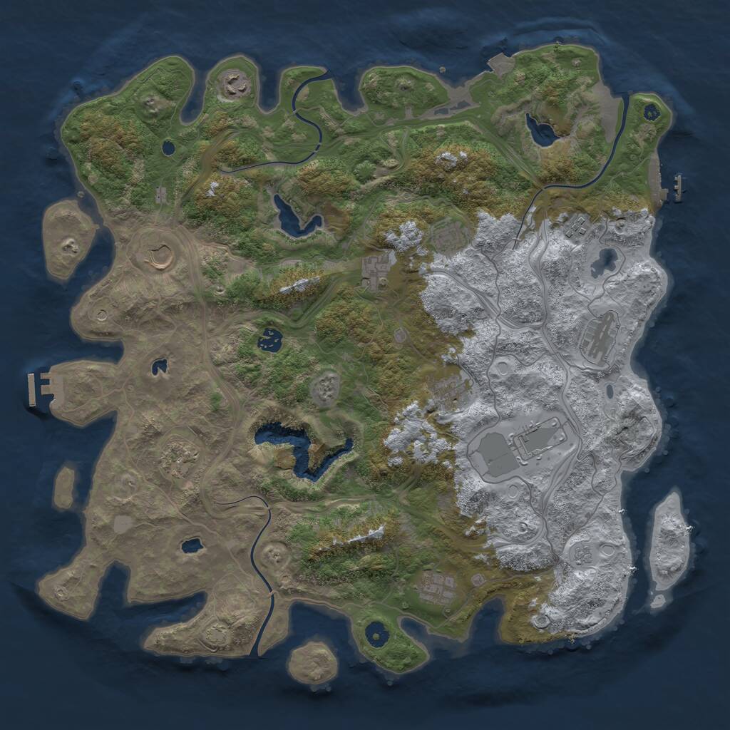 Rust Map: Procedural Map, Size: 4500, Seed: 637064906, 17 Monuments
